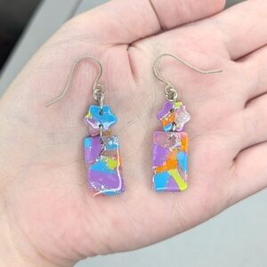 Neon Rainbow Star Earrings